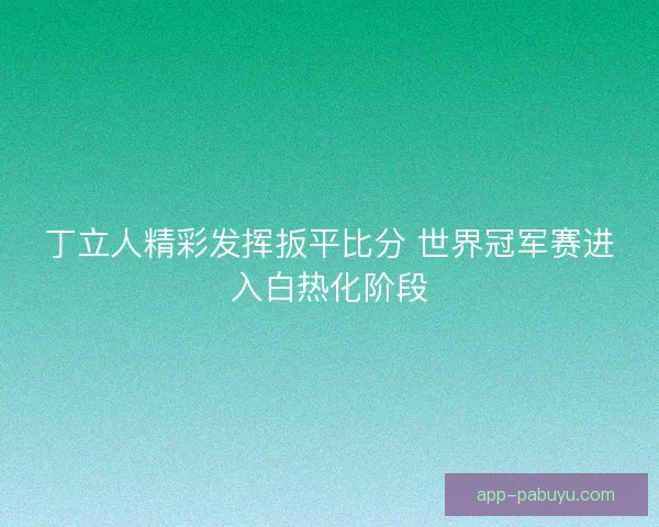 丁立人精彩发挥扳平比分 世界冠军赛进入白热化阶段